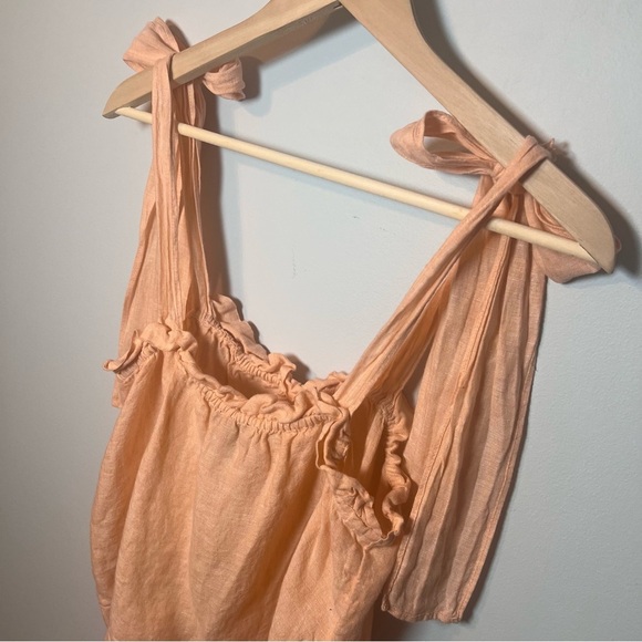 J.Crew Tie-shoulder Linen Tank Top Size L peach pink -Summer Boho Vacation Beach - Picture 4 of 7
